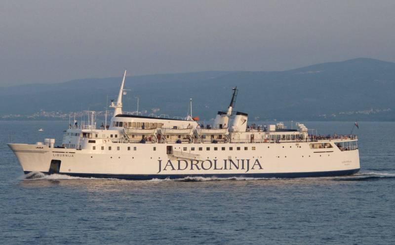 Liburnija. IMO 6511350. Ferry. Length 89 m. Croatian flag. Classification society Bureau Veritas. Built in 1965 in Hardinxveld (Netherlands) by De Merwede S&M. Owned by Jadrolinija (Croatia).