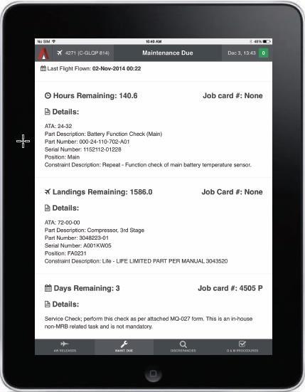 RAAS Electronic Maintenance Log Tablet App As an option RAAS offers Electronic Maintenance Log (EML) ios/android/windows apps for the cockpit.