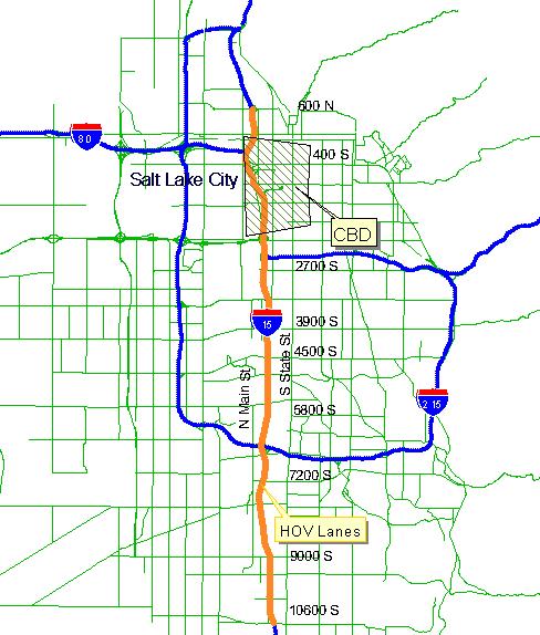 Figure 1.1 HOV Lanes along 1-15 Corridor in Salt Lake Valley Transportation is the movement of people or goods from where they are to where they are of more value or want to be.
