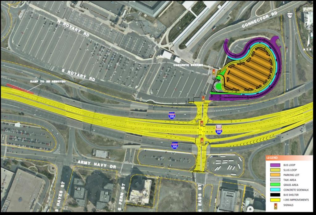 Pentagon parking and Eads Street interchange improvements Reconstruction and reconfiguration of a portion of the South Parking