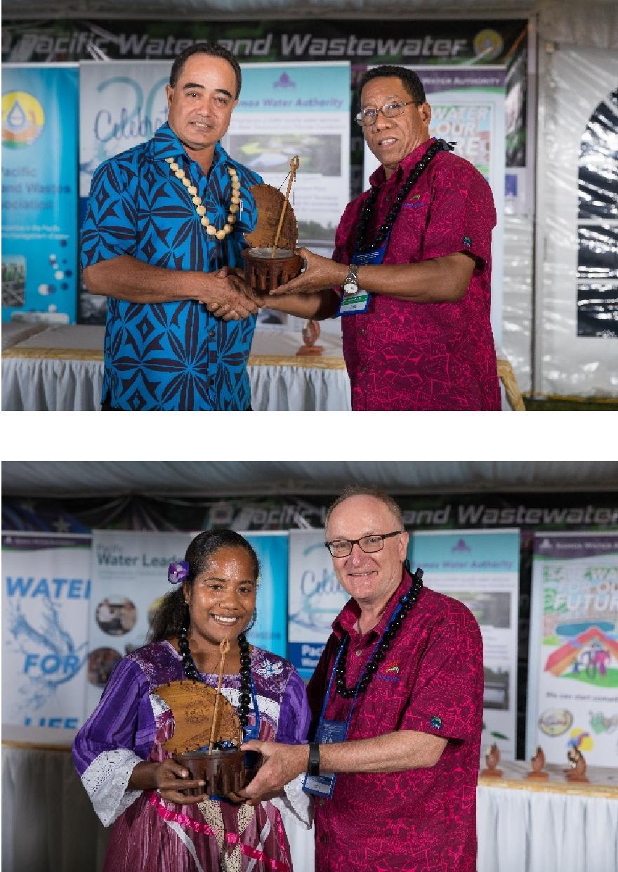 PWWA 2017 Water Professional of the Year Fuiava Suluimalo Amataga Penaia Former CEO of MNRE Samoa PWWA 2017 Young Water Professional of the Year Maryse Wamalo of Caledonienne Des Eaux (New Caledonia)