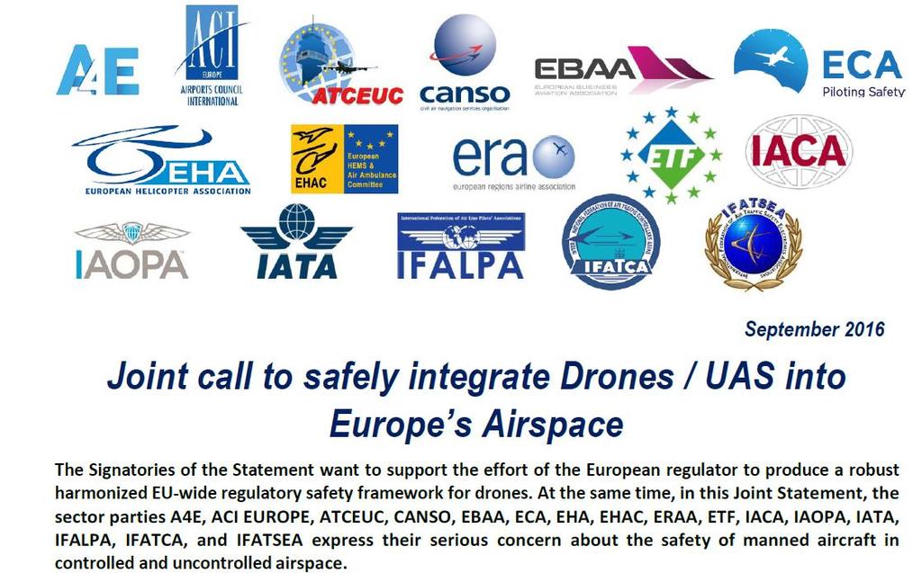 Joint call to safely integrate Drones /
