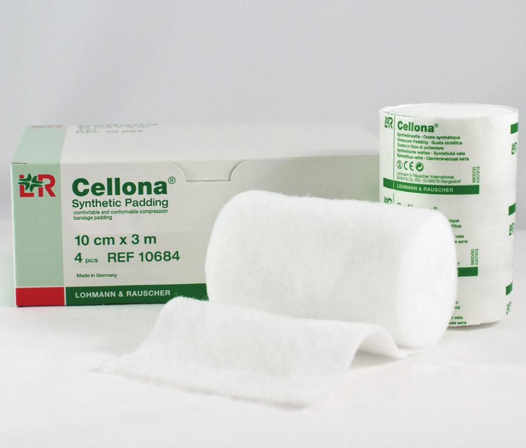 Cellona Synthetic Padding Padding under compression bandaging (lymphology and phlebology) Cushions the limb Prevents sharp indentations and/or irritations of the skin Ensures an even distribution of