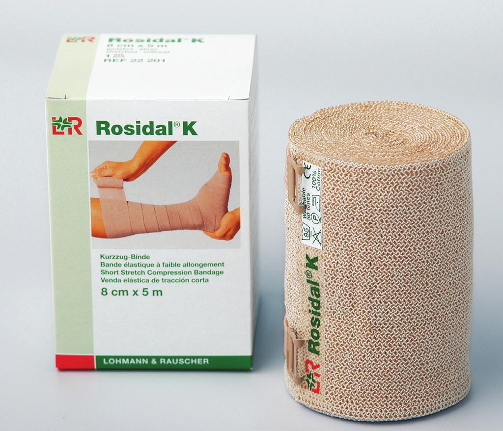Rosidal K Short Stretch Bandage Strong compression bandaging (lymphology and phlebology) Support and stress relief in traumatology and sports medicine 100% cotton Reusable; washable up to 50 times