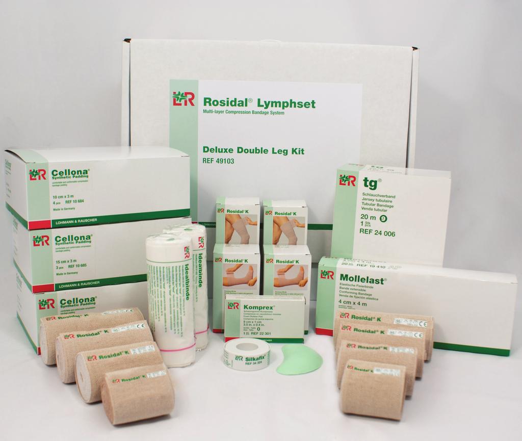 Rosidal Lymphset Complete kit for Lymphedema treatment Professional lymphological compression bandaging of legs and arms Convenient, prepackaged kit saves time and simplifies the order process, as