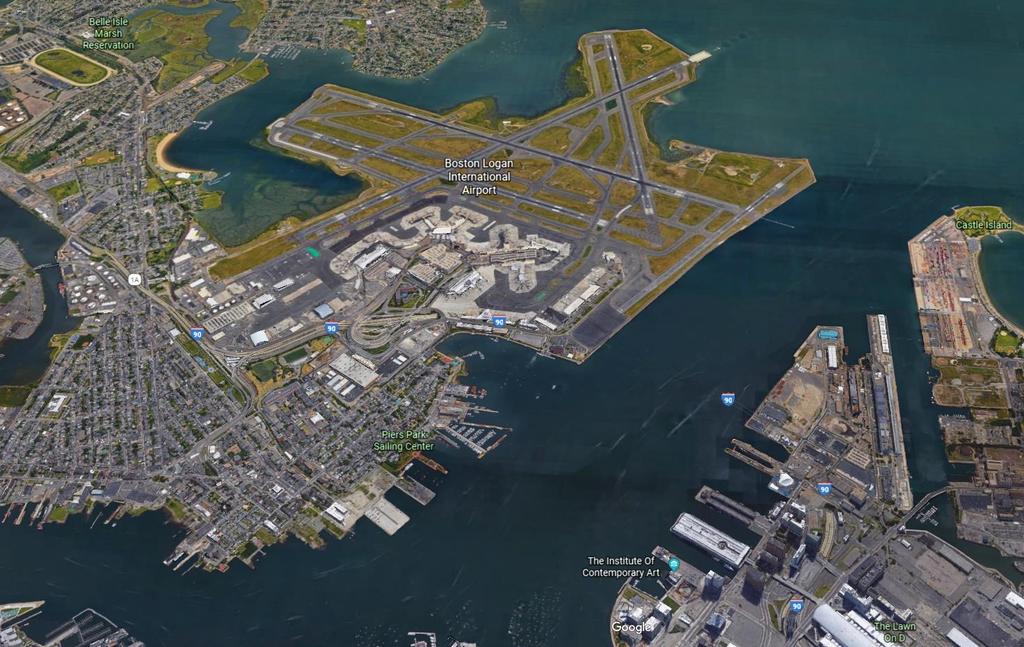 Boston Logan and Land Airfield RON, movements Terminals more gates connectivity Ground