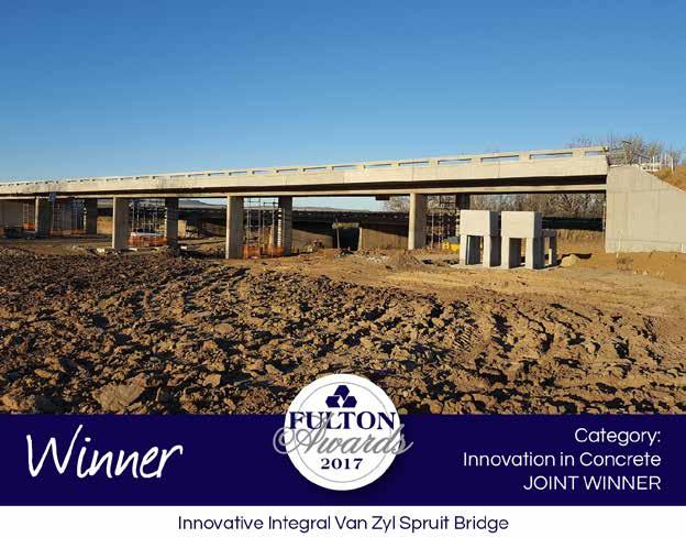 Kromspruit WHERE ARE WE? VAN ZYL SPRUIT BRIDGE SCOOPS FULTON AWARD SANRAL has received many awards for excellence in civil engineering during the past two decades.