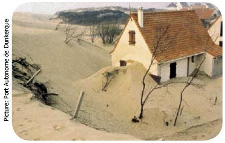 g) What might be done to prevent the dunes advancing again? The Sahara Dune advancing on a house. TOO LITTLE SAND.