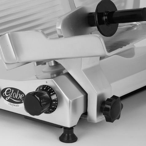 SHARP KNIFE BLADE TO AVOID SERIOUS PERSONAL INJURY TO THE SLICER OPERATOR AND CUSTOMERS: BEFORE CLEANING, SHARPENING, SERVICING OR REMOVING ANY PARTS, always turn slicer off, turn the slice thickness