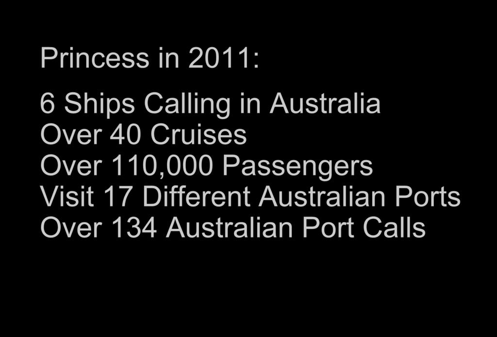Princess in 2011: 6 Ships Calling in Australia Over 40 Cruises Over 110,000