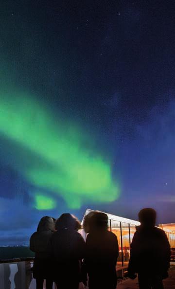 Have the opportunity to see the lights multiple times during your journey out on the ship s convenient viewing decks Tromsø Hammerfest THE NORTH CAPE 71 N Kirkenes Svolvær Arctic Circle 66 33 N
