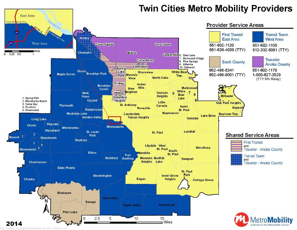 Map of Metro Transit (Minneapolis) ADA Paratransit