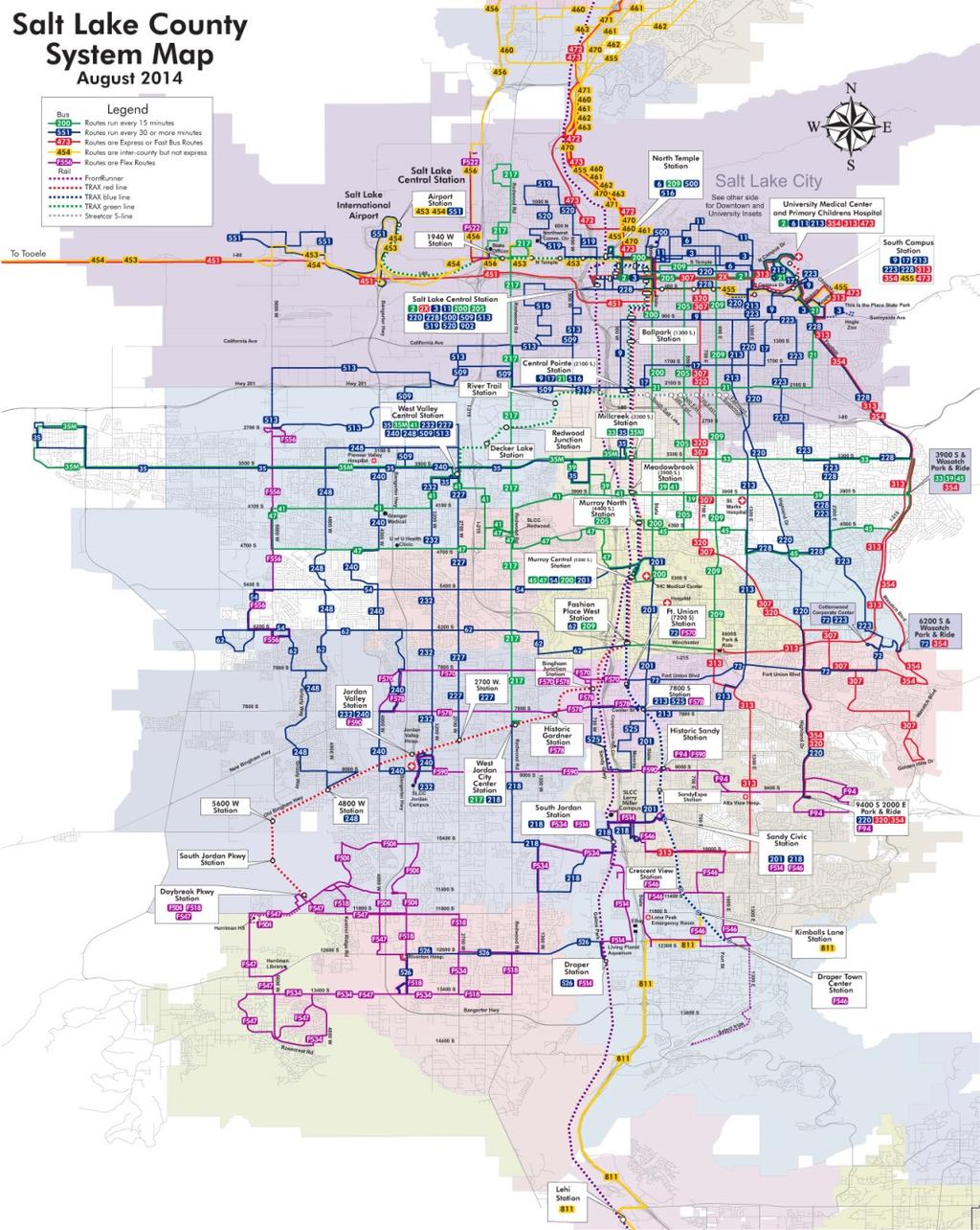 Map of UTA (Salt Lake City) Service Area