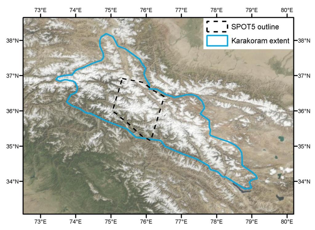 Figure S3: Extent of the Karakoram region used in this study to
