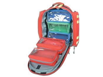 27160 LIFE-1 BAG - 35 x 20 x h 35 cm 2 section first-aid bag with double opening zip: bottom side with shockproof inner basin, upper side with 5 removable coloured pouches (model E1) with transparent