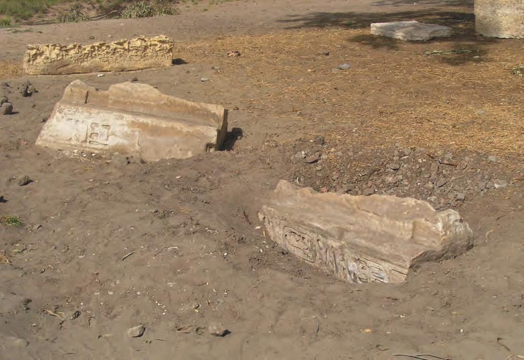 Plate 133 Doorjamb of Ramses II: fragments lying near resthouse, after re-excavation in 2005