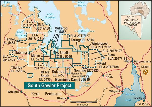 SOUTH GAWLER PROJECT 100% owned by Terramin subsidiary Menninnie Metals Pty Ltd in joint venture with Evolution Mining Limited which retains earn-in rights Terramin s South Gawler Project is located