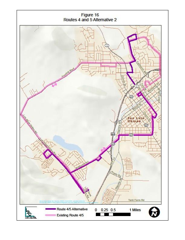 Rt 4/5: Combined 2-Way Route Rt 4/5: 30 min Annual Ridership: - 26,600 Annual Subsidy: - $406,300 Eliminates service beyond city limits Reduces # buses needed for 30 min frequency Eliminates need for