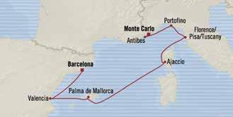 the Ioia Sea Nov 12 Florece/Pisa/Tuscay (Livoro), Italy 7 am 8 pm Nov 6 Valletta, Malta 8 am 10 pm Nov 13 Ajaccio (Corsica), Frace 7 am 3 pm Nov 7 Taormia (Sicily), Italy 8 am 6 pm Nov 14 Palma de