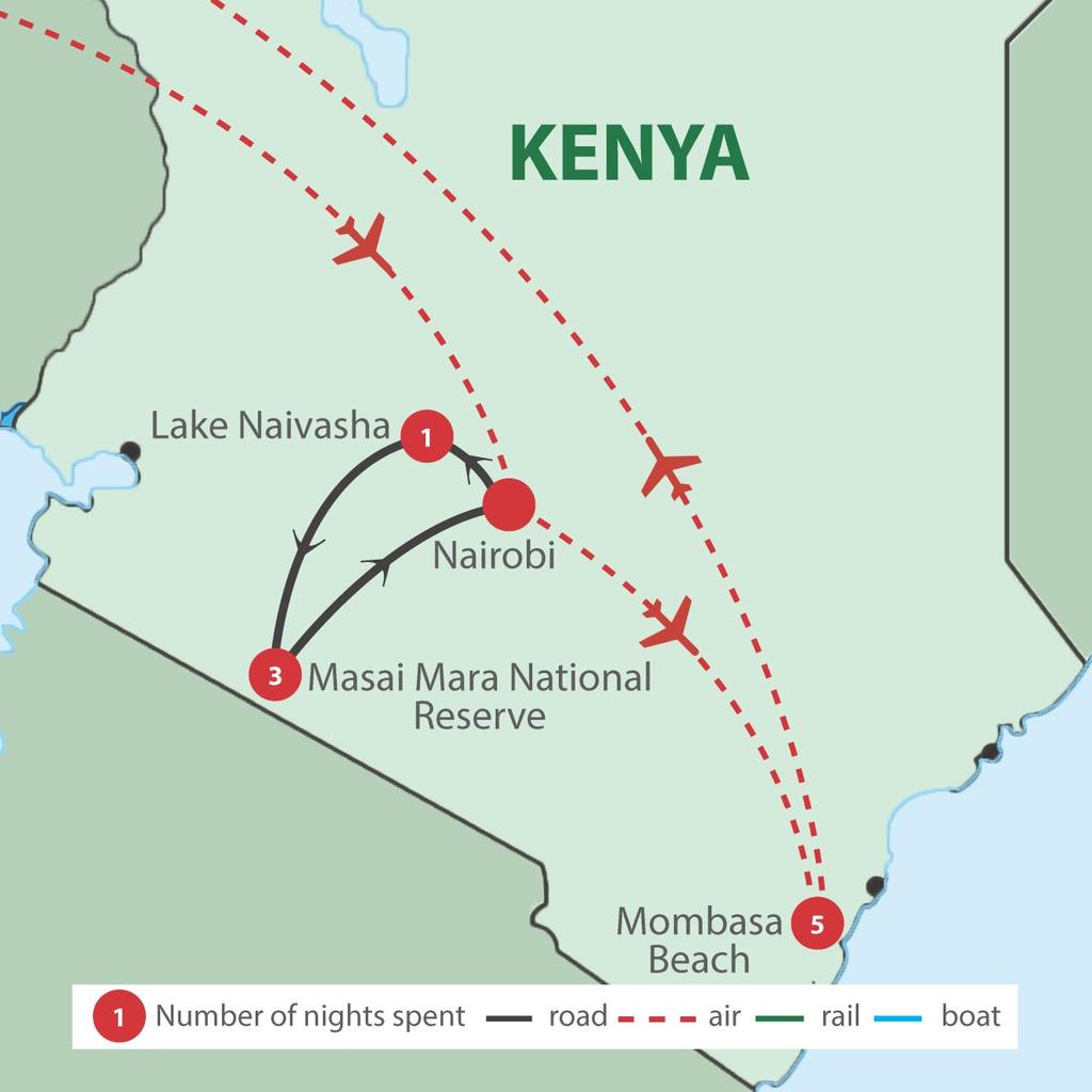 Kenya Safari with Mombasa Beach Stay Lake Naivasha -