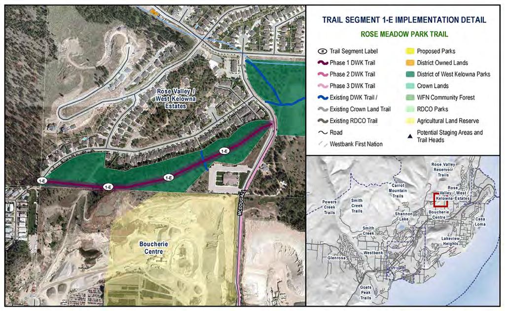 4.0 Implementation Trail 1-E: Rose Meadow Park Trail McDougall Creek ROSALEE LN ROSEWOOD DR Westlake Community Park ROSE MEADOW DR Rose Meadow Park MCDOUGALL ROAD Trail Route: Approximate Trail