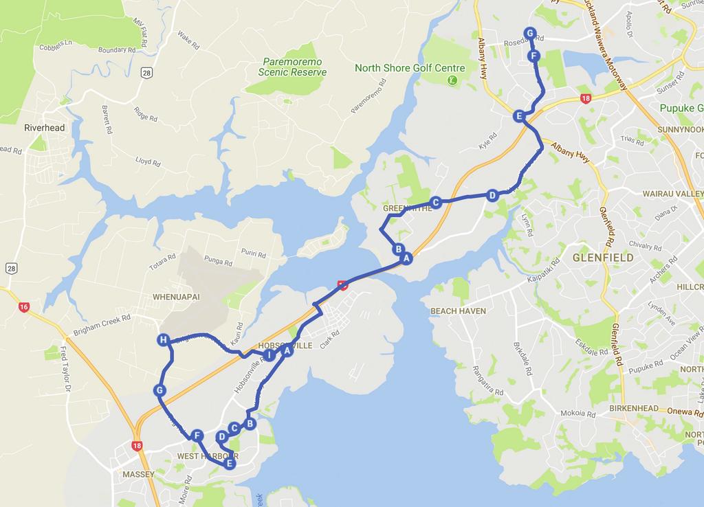 ROUTE 3 Greenhithe/ West Harbour Greenhithe, Hobsonville, West Harbour & Whenuapai O N L M K J H G F D E B M 7.