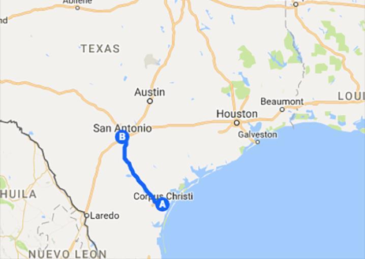 143 miles 0.8 fatalities per mile Interstate 37 is located within Texas and runs 143 miles from Corpus Christi to San Antonio.