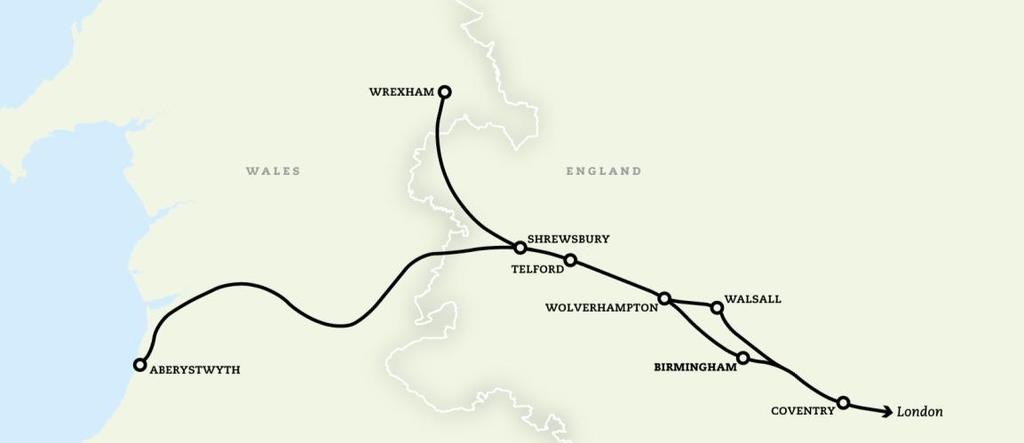 other suitable 200 km/hour trains, and extend their operation to locations such as Shrewsbury, Aberystwyth and Wrexham.