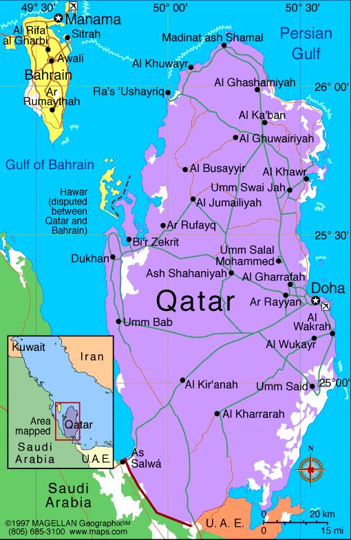 QATAR Qatar, officially the State of Qatar, is a sovereign Arab country located in Southwest Asia.