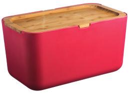 950 CTN 2 RED BREAD BIN Bamboo fibre body with bamboo lid. Sleeve. Size: H 18 x W 35 x D 20cm. 1400.