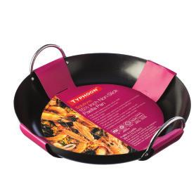paella pan Paella pan Our paella pan is made of carbon steel which is the perfect material for heat transfer around the wide body of the pan.