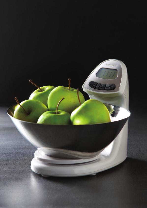 Scales Created in the kitchen with the UK-based Typhoon design team, the Vision kitchen scales offer a clear and simple way to measure and read food and liquid measurements at a quick glance.