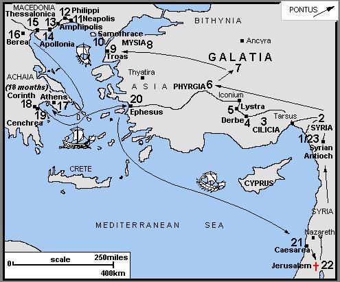 4 Galatia - A large Roman province in Asia Minor, extending almost from the Black Sea to the Mediterranean through the mountains and plains of modern central Turkey.