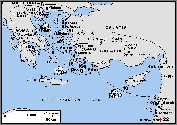 5 C. Paul's Third Missionary Journey, Asia Minor and Greece (Acts 18:40-21) c AD53-58 Ephesus - South of modern Izmir or Smyrna in Western Turkey, and at that time capital of the Roman province of