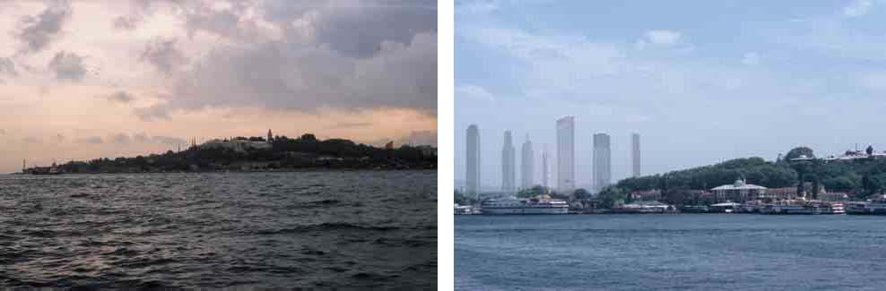 In order to demonstrate how drastically these new colossal towers might influence the historic urban silhouette, different existing skyscrapers were chosen and have been made unidentifiable for this