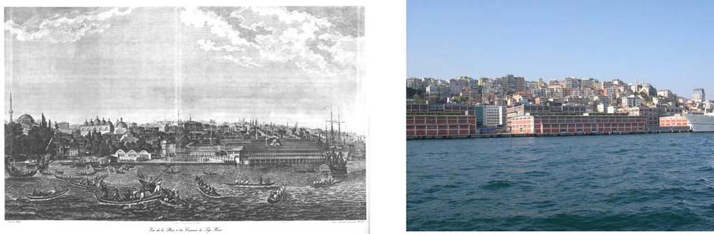 15. Tophane (Melling s Panorama 21, 1819) 16. Tophane Pier with Cihangir Mosque, 2006 15./16./17.The Galata Port project in the area of Tophane 15.