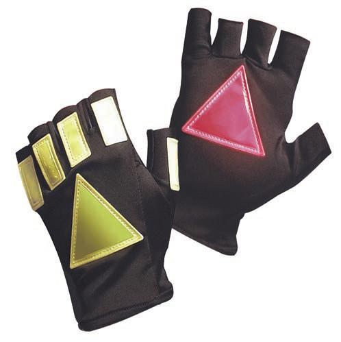 to be worn alone or over virtually any other glove Hold palm outward to reveal the red STOP signal, and