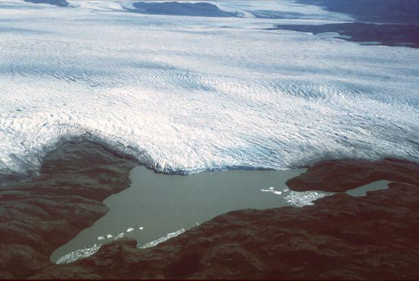 Margin of Greenland Ice Sheet In summer, marginal lakes