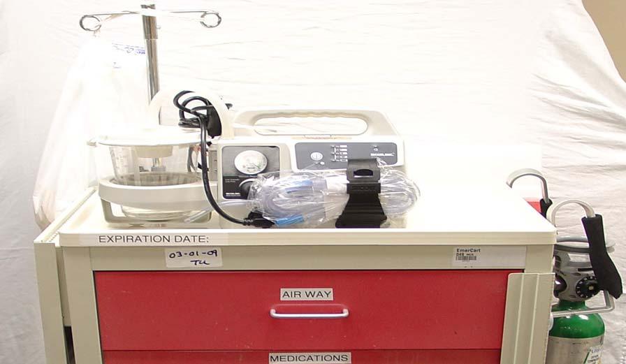 OUTSIDE OF CART RESUSCITATOR - BAG (SEE NEXT PAGE) N/A CANNISTER SUCTION 500CC 9505 DUET SUCTION UNIT N/A TUBING