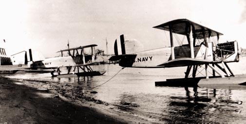 CHAPTER 4 441 DT-2s moored, NH-90103. An H-16 in flight, circa 1924. flew this aircraft from the West Coast depending on radio direction bearings for locating Hawaii.