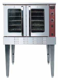 thermal glass Temperature range from 50 F to 550 F Two-speed fan motor 60 minute timer Includes (5) oven racks Stainless steel legs & adjustable bullet feet 3 4" rear NPT gas connection Full size