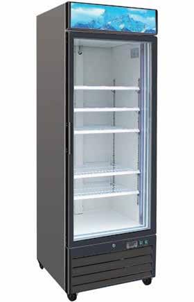 Stainless Steel Refrigerator Merchandisers Available in one or two sections Black coated steel exterior White powder coated interior cabinet Full hinged triple pane locking