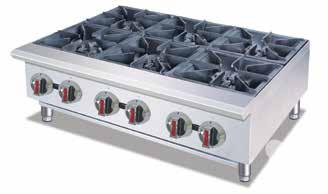 construction Heavy duty 7 8" thick removable cast iron top grate (2) standing pilot lights 8" adjustable legs Removable crumb tray 3 4" rear NPT gas inlet 859636 8"W x 2"D x 24"H, () Burner (3 Rings,