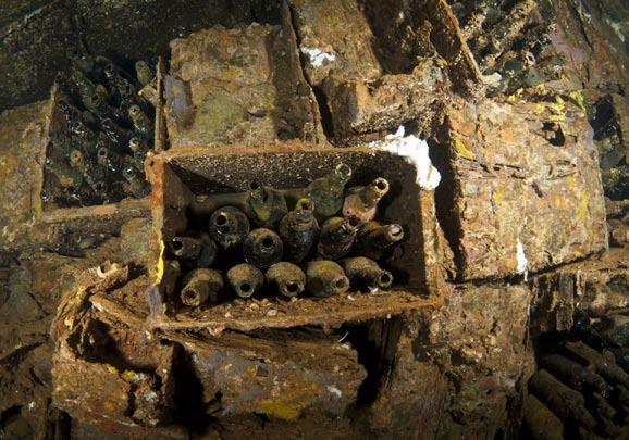 There was also a hold referred to as the bottle room with stacked boxes of beer bottles. The ship also had very large, photogenic, propellers.