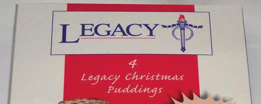 LEGACY CHRISTMAS PUDDINGS Delicious Legacy Puddings are available again this year from your usual outlets and from Legacy House in Macquarie Street.