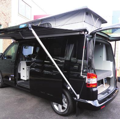 Continue to wind out the awning, walking the legs out as required. You can have the awning legs secured to the side of the van (fig.11) or place on the ground.