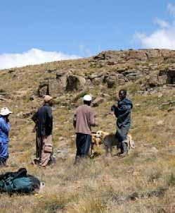 Our Porters Chat with a Sotho Herdsman Day 23: Monday 8 April (B,L,D) 4-5 hours walking, about 10 km, Grade moderate It s a shorter day today as we walk behind the mighty saddle.