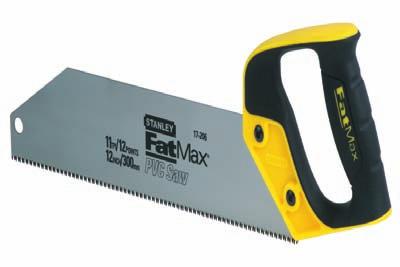 than conventional Stanley handsaws. Lacquered blade for corrosion protection. Unique tooth design reduces burring.