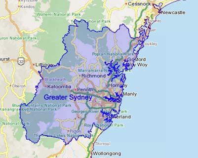 Level 3 (SA3) Sydney region defined by the Sydney Greater Capital City