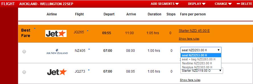 2.2 Flight selection 1. The Best Fare is highlighted to show you the cheapest fare for the time chosen.